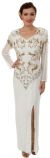 Main image of V-Neck Full Sleeves Beaded Formal Gown with Keyhole Back